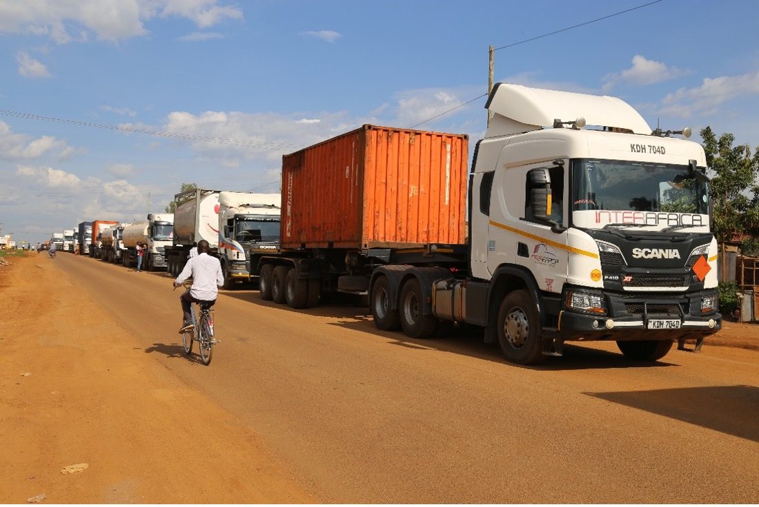 Heavy truck congestion at Malaba border with Kenya that the SGR will address